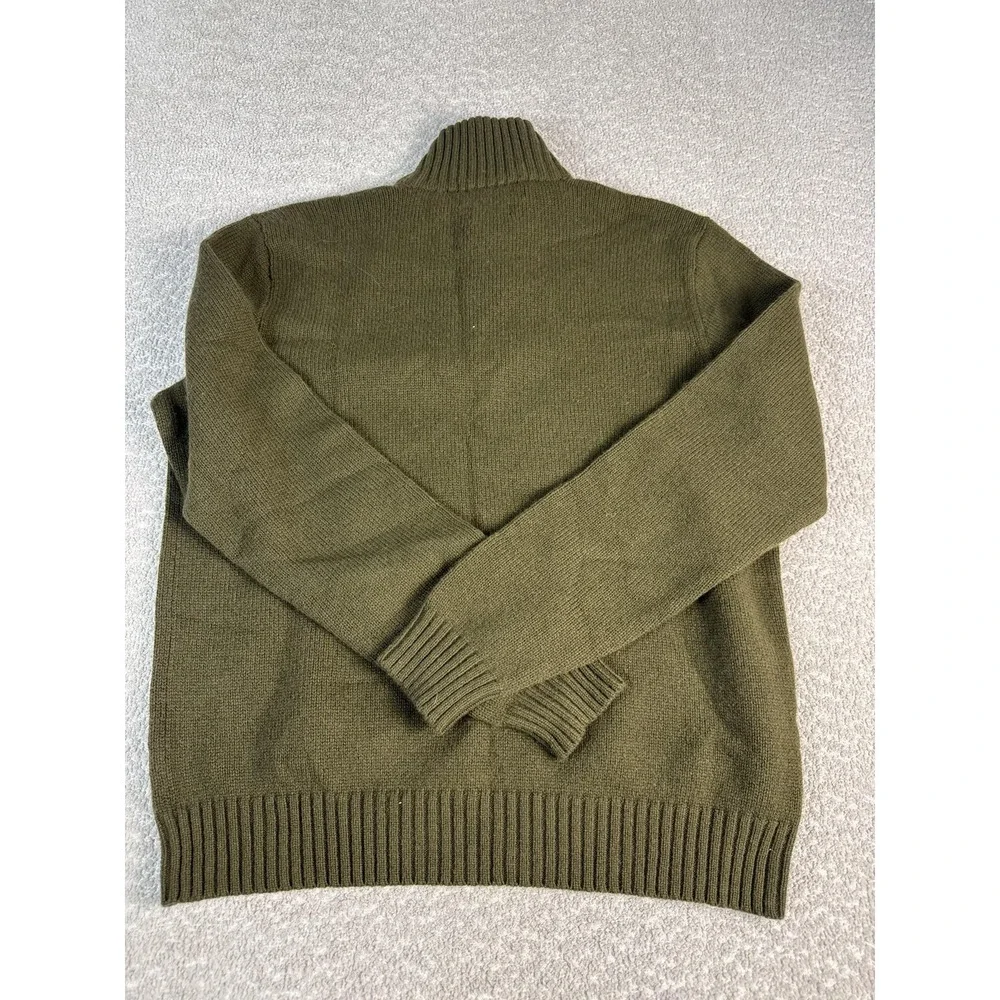 Polo By Ralph Lauren Sweater Mens L Army Green‎ Lambswool Quarter Zip Mock Neck